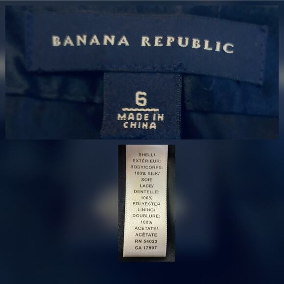 Banana Republic SZ 6 100% Silk Lingerie Style Pencil Skirt With Lace Hem Black - Picture 7 of 7